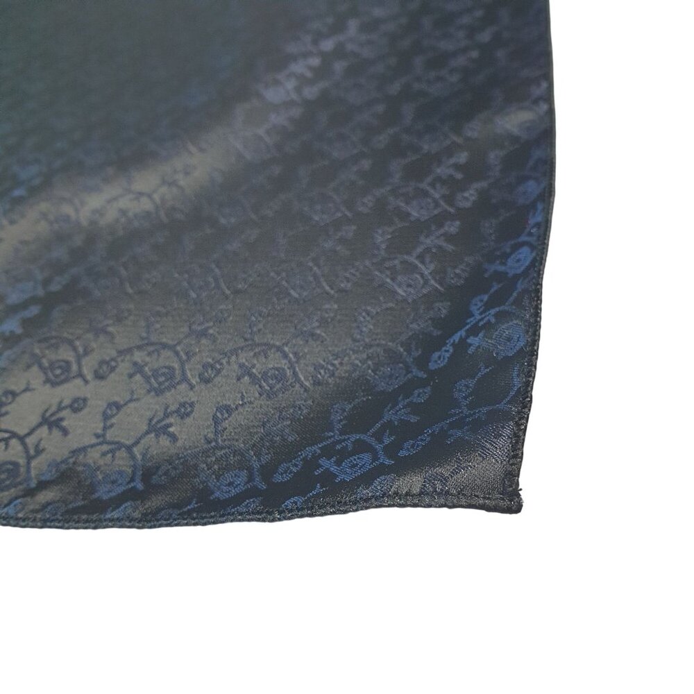 Pocket Square Silk Black Blue Floral Formal Accessory Suit Wedding Prom Gift - Picture 2 of 4